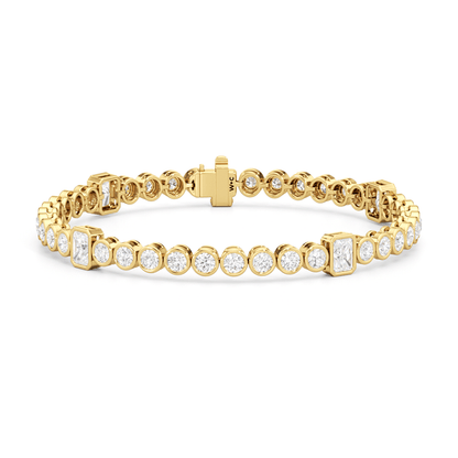 Stationed Radiant Bezel Set Tennis Bracelet - Lotus Diamond