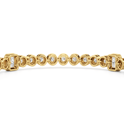 Stationed Radiant Bezel Set Tennis Bracelet - Lotus Diamond