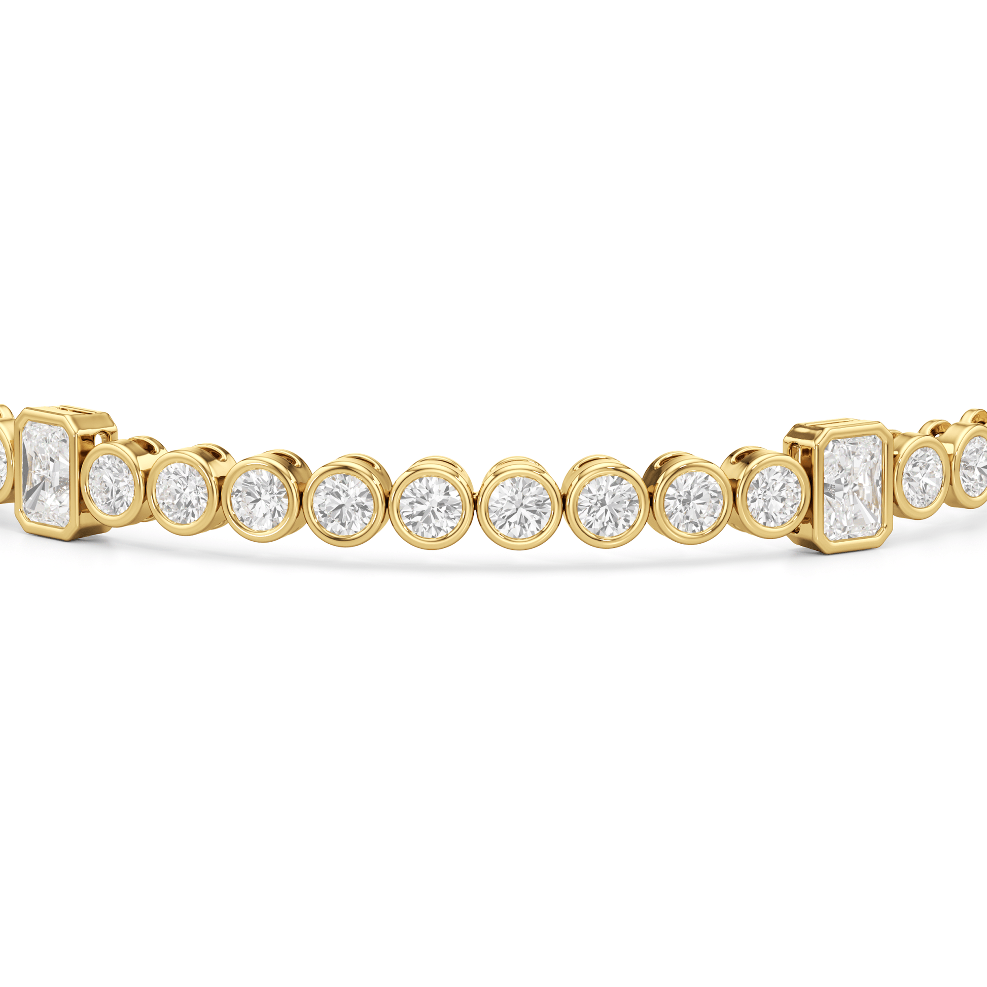 Stationed Radiant Bezel Set Tennis Bracelet - Lotus Diamond