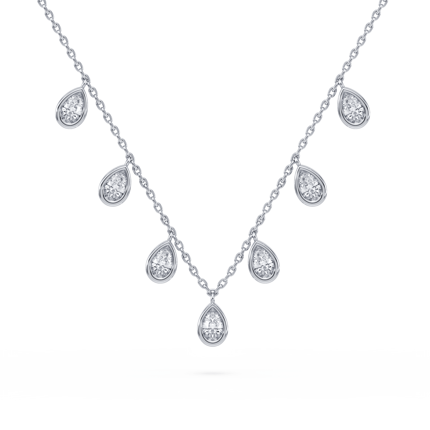Sterling Silver Aura Pear Lab Diamond Necklace - Lotus Diamond