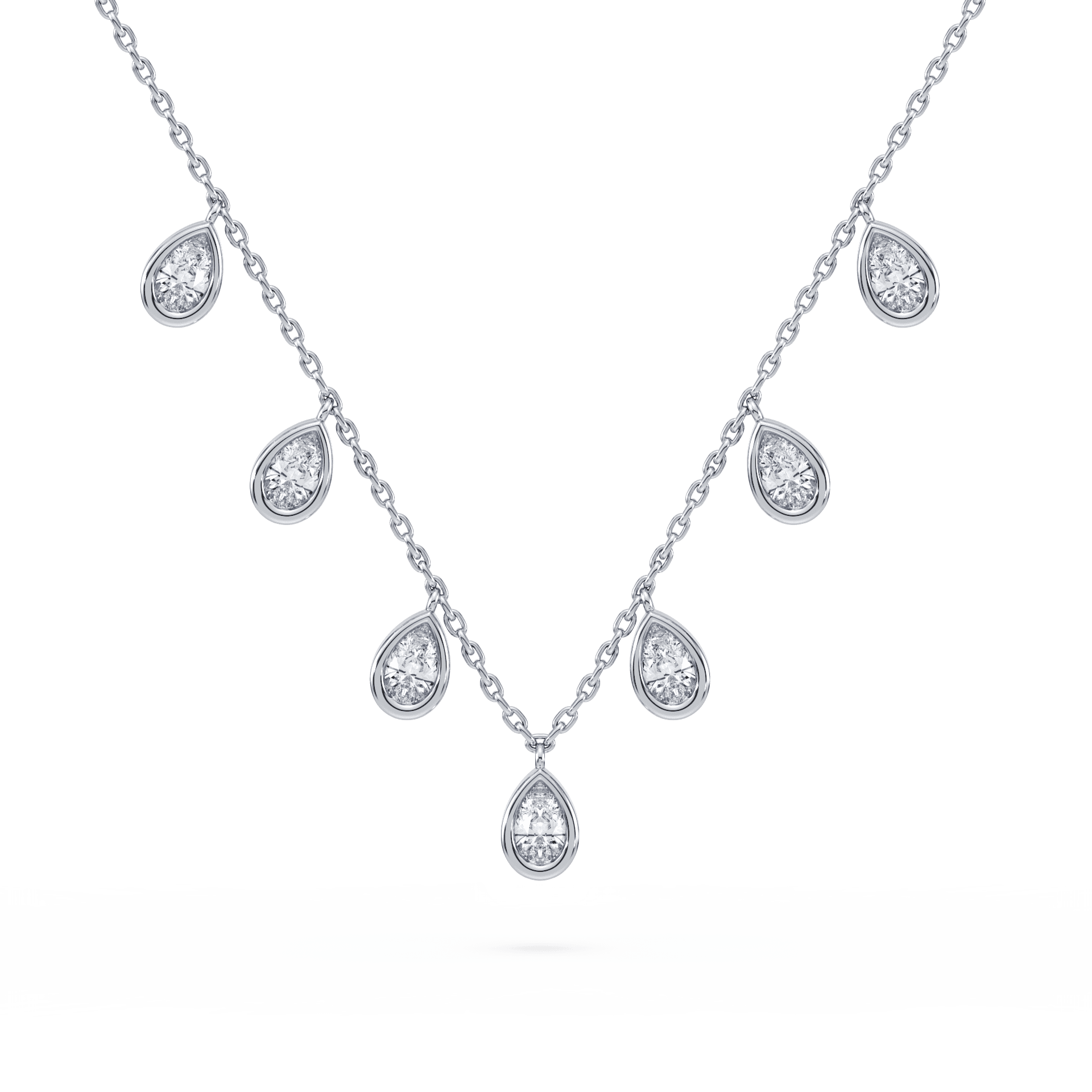 Sterling Silver Aura Pear Lab Diamond Necklace - Lotus Diamond