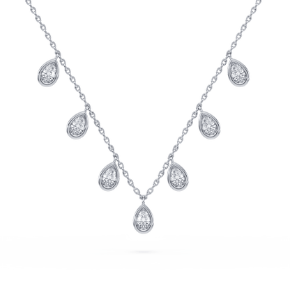 Sterling Silver Aura Pear Lab Diamond Necklace - Lotus Diamond