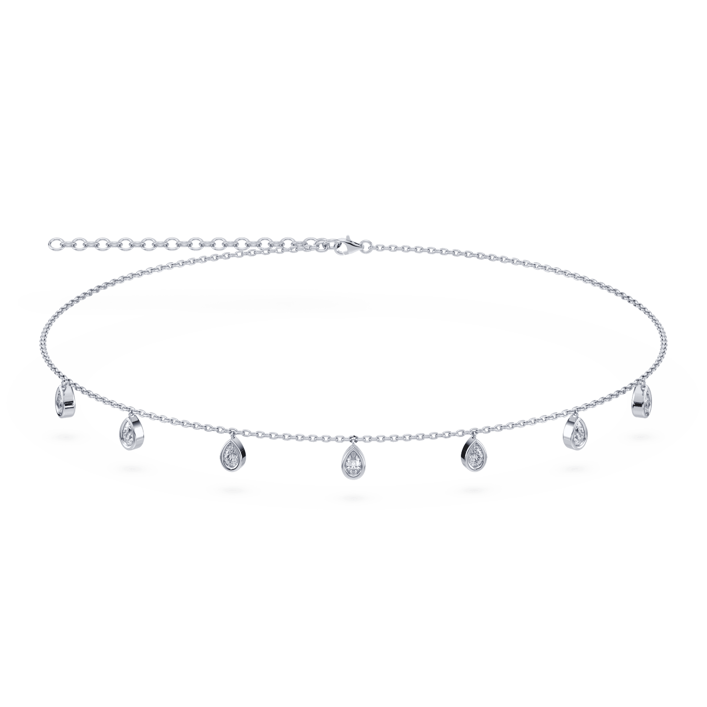 Sterling Silver Aura Pear Lab Diamond Necklace - Lotus Diamond