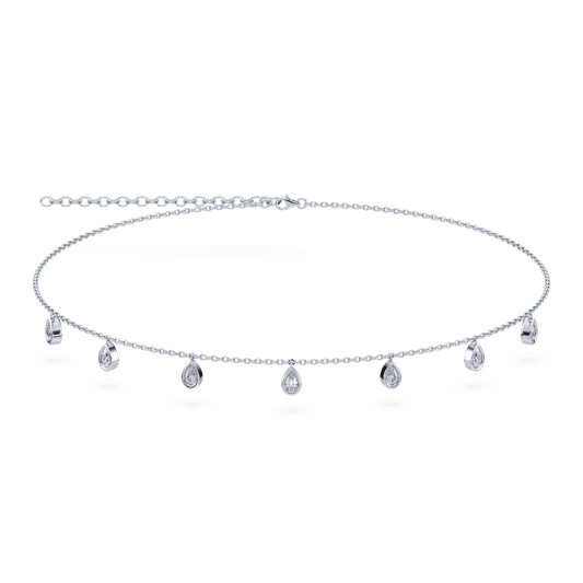Sterling Silver Aura Pear Lab Diamond Necklace - Lotus Diamond