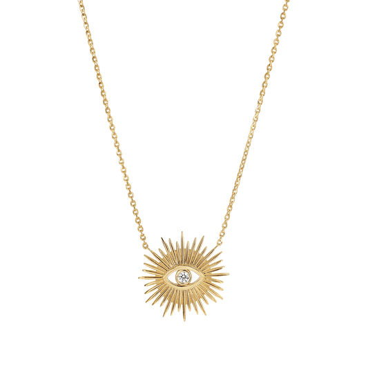 Sunburst Evil Eye Necklace - Lotus Diamond