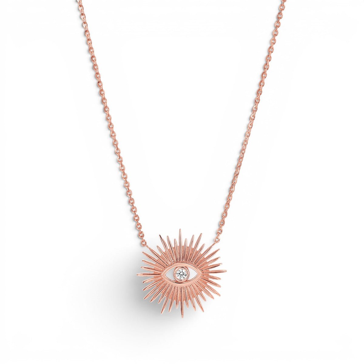 Sunburst Evil Eye Necklace - Lotus Diamond