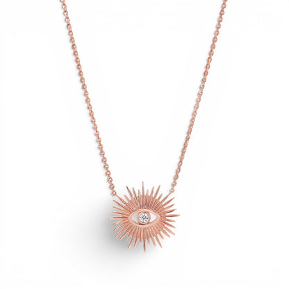 Sunburst Evil Eye Necklace - Lotus Diamond