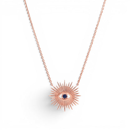 Sunburst Evil Eye Necklace - Lotus Diamond