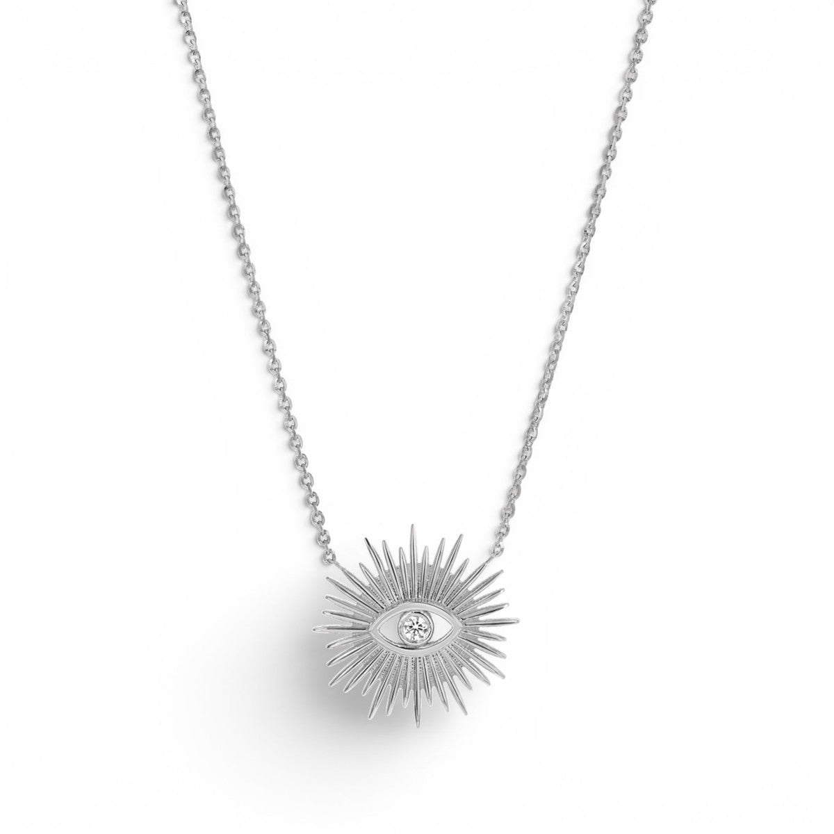 Sunburst Evil Eye Necklace - Lotus Diamond