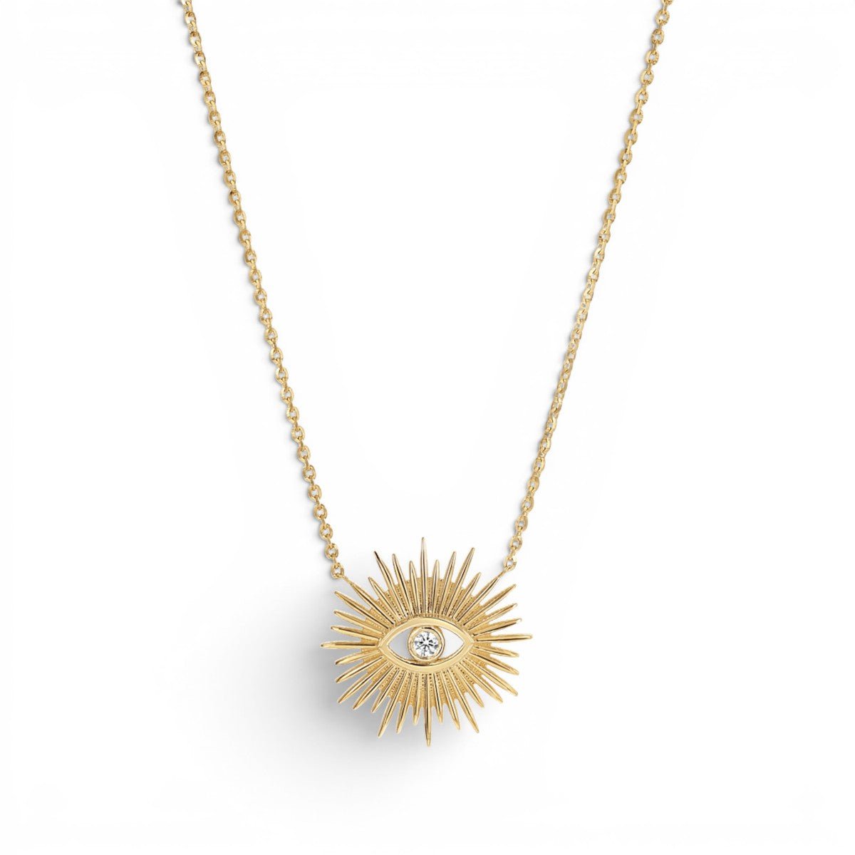 Sunburst Evil Eye Necklace - Lotus Diamond