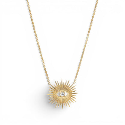 Sunburst Evil Eye Necklace - Lotus Diamond