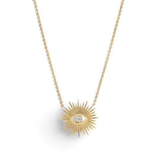 Sunburst Evil Eye Necklace - Lotus Diamond