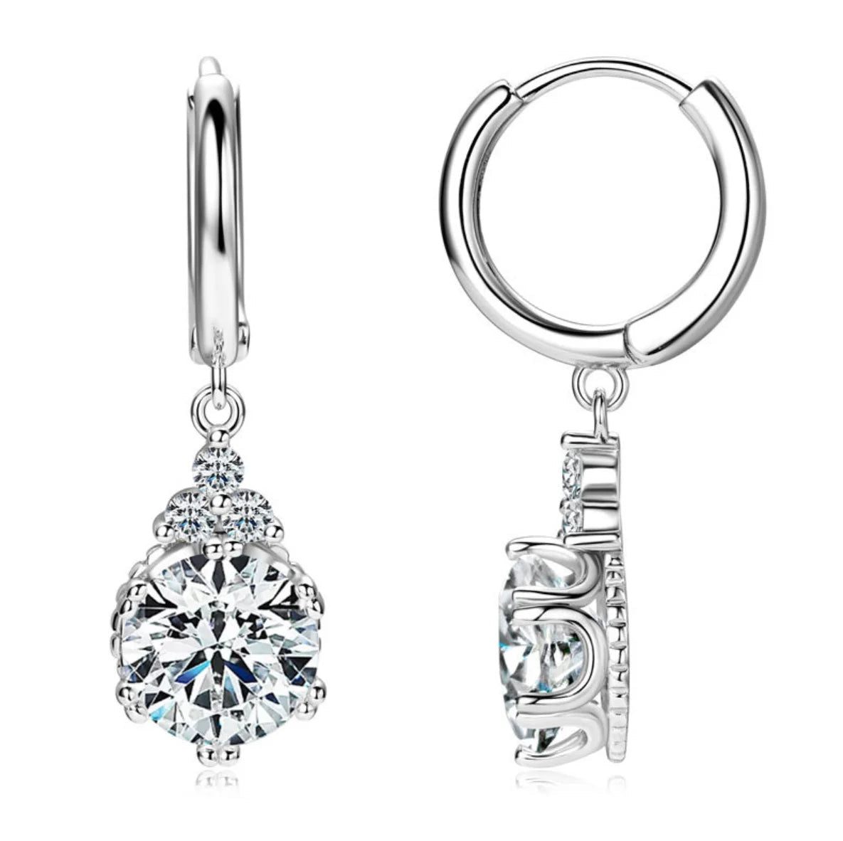 Sweetrain 1CT 2CT Moissanite Drop Earrings For Women Sparkling Lab Diamond 18K Gold Plated 925 Sterling Silver Dangle Earring - Lotus Diamond