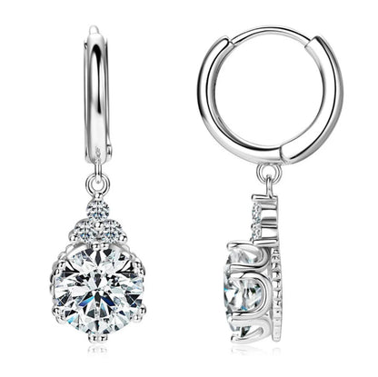 Sweetrain 1CT 2CT Moissanite Drop Earrings For Women Sparkling Lab Diamond 18K Gold Plated 925 Sterling Silver Dangle Earring - Lotus Diamond