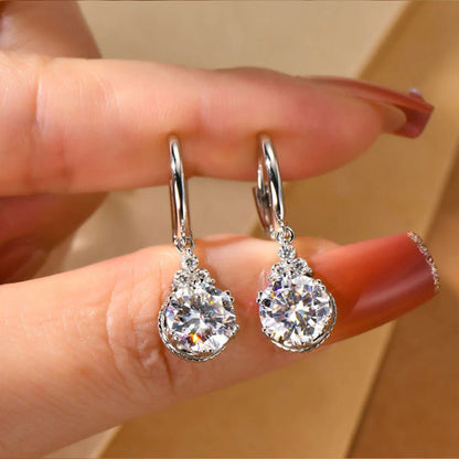 Sweetrain 1CT 2CT Moissanite Drop Earrings For Women Sparkling Lab Diamond 18K Gold Plated 925 Sterling Silver Dangle Earring - Lotus Diamond