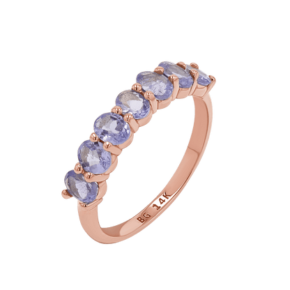 Tanzanite Oval Half Eternity Band - Lotus Diamond