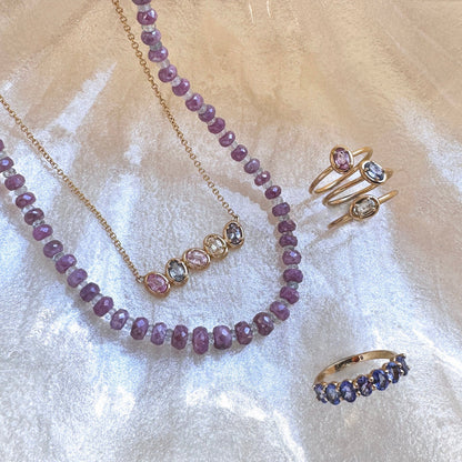 Tanzanite Oval Half Eternity Band - Lotus Diamond
