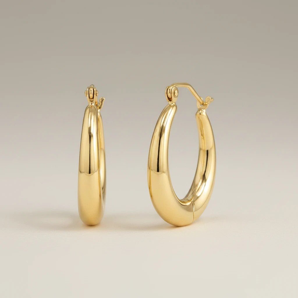 Tapered Hoop Earrings - Lotus Diamond