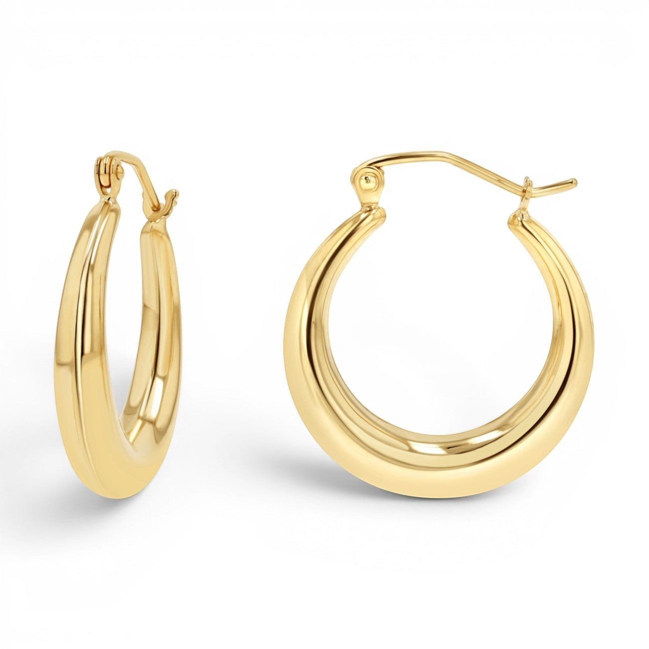 Tapered Hoop Earrings - Lotus Diamond