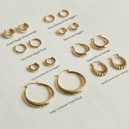 Tapered Hoop Earrings - Lotus Diamond