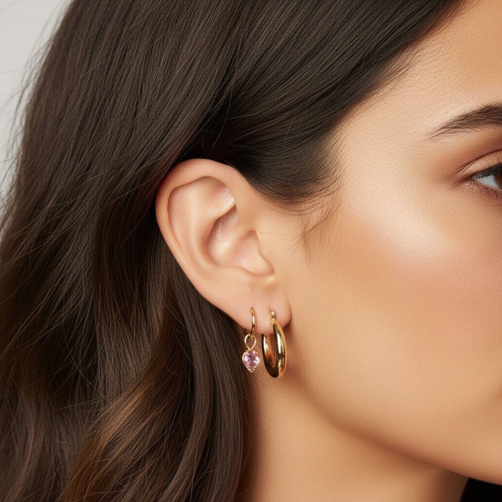 Tapered Hoop Earrings - Lotus Diamond