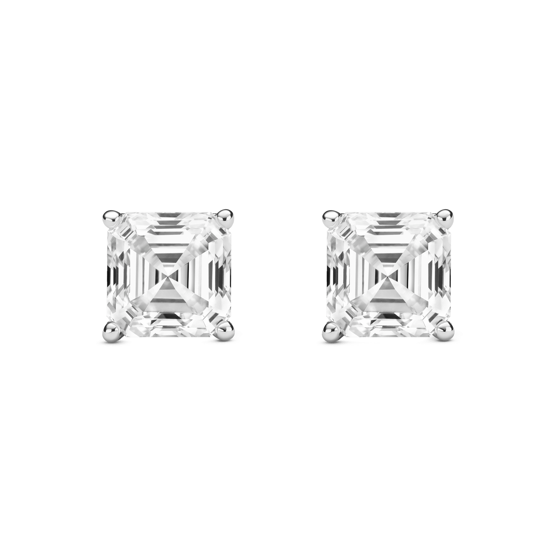 The Asscher Solitaire Studs - Lotus Diamond
