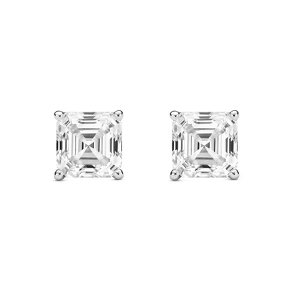The Asscher Solitaire Studs - Lotus Diamond