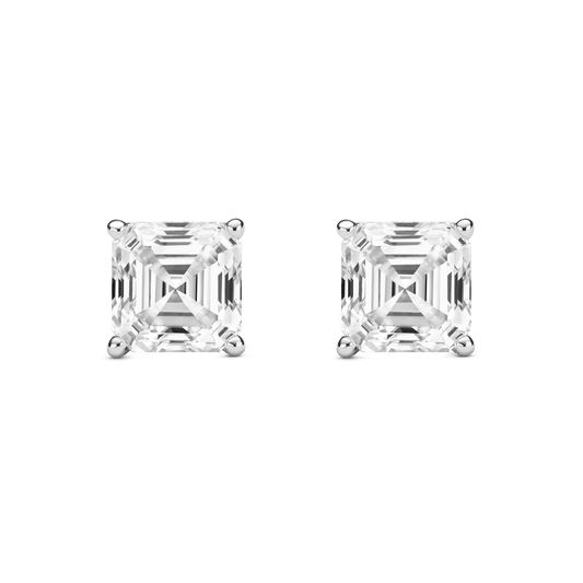 The Asscher Solitaire Studs - Lotus Diamond