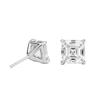 The Asscher Solitaire Studs - Lotus Diamond