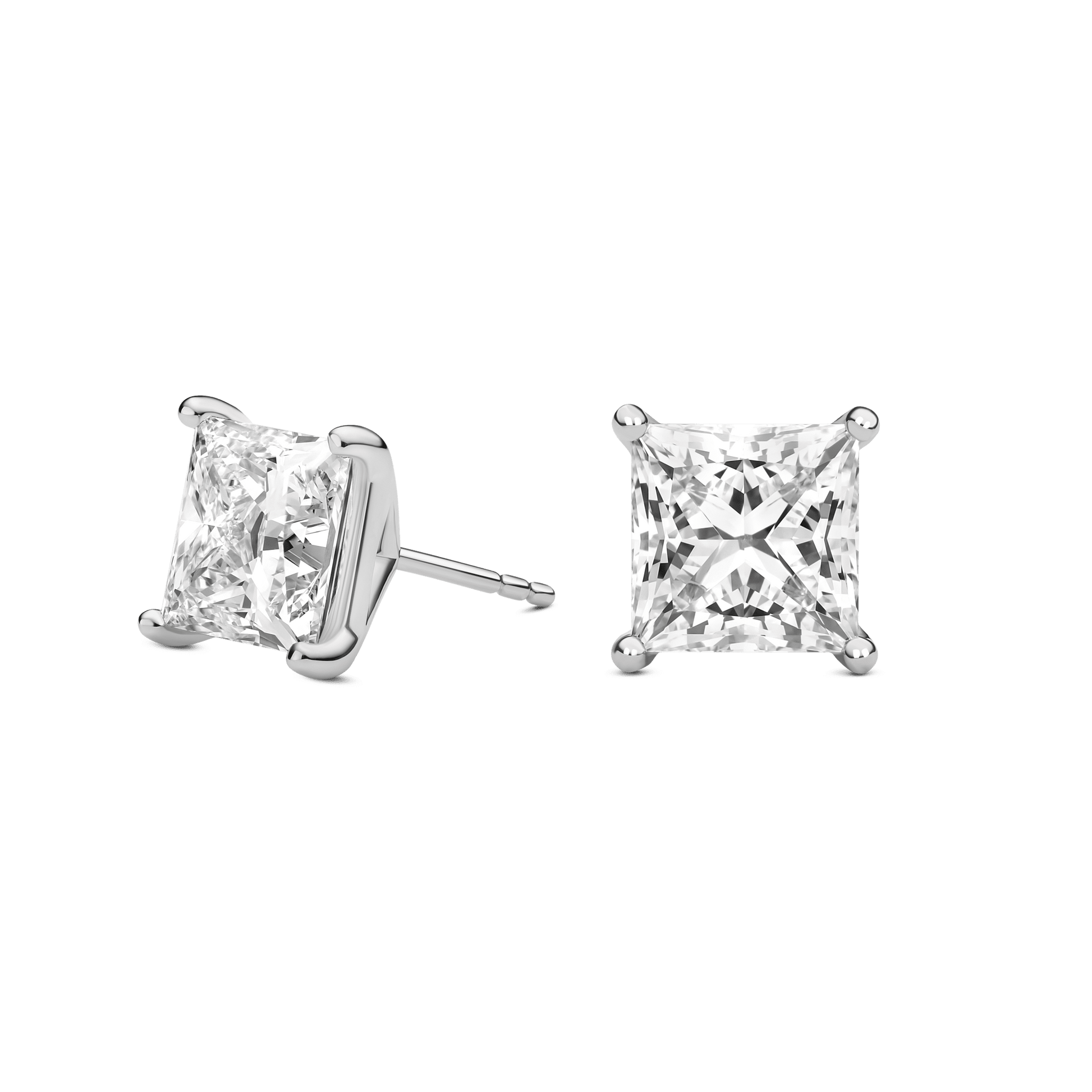 The Asscher Solitaire Studs - Lotus Diamond