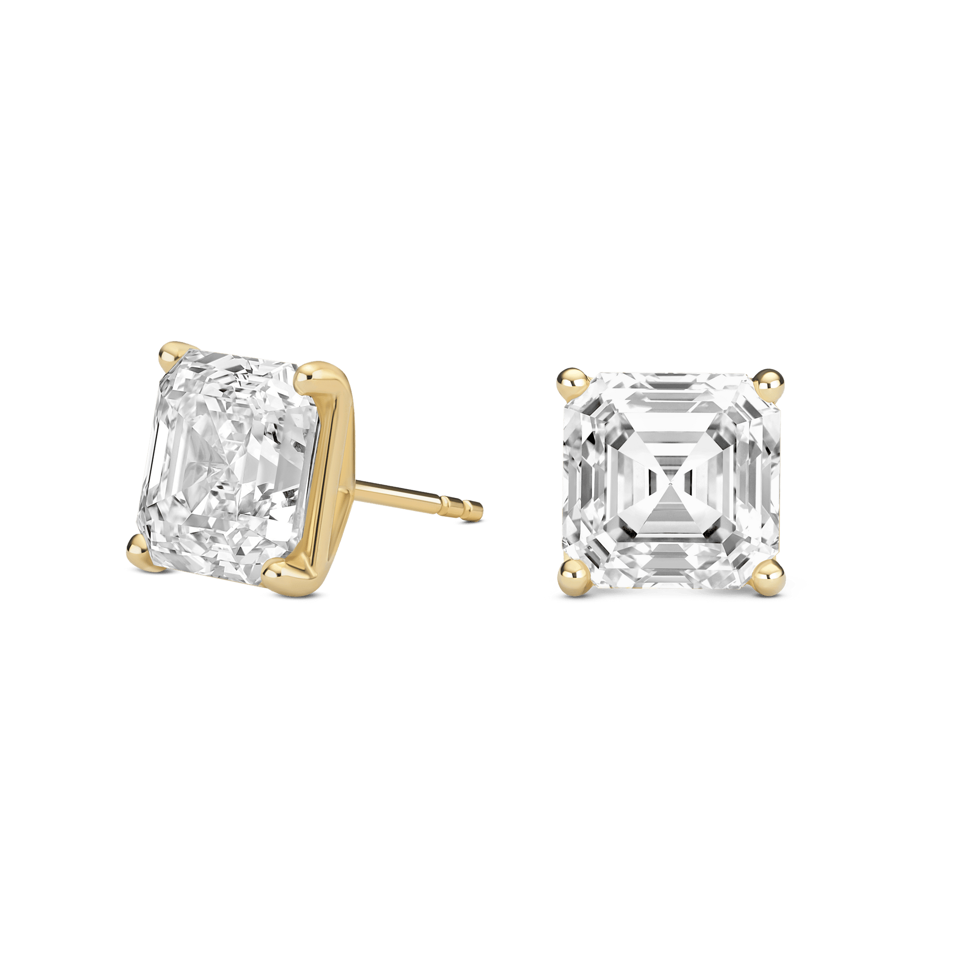 The Asscher Solitaire Studs - Lotus Diamond