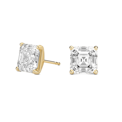 The Asscher Solitaire Studs - Lotus Diamond
