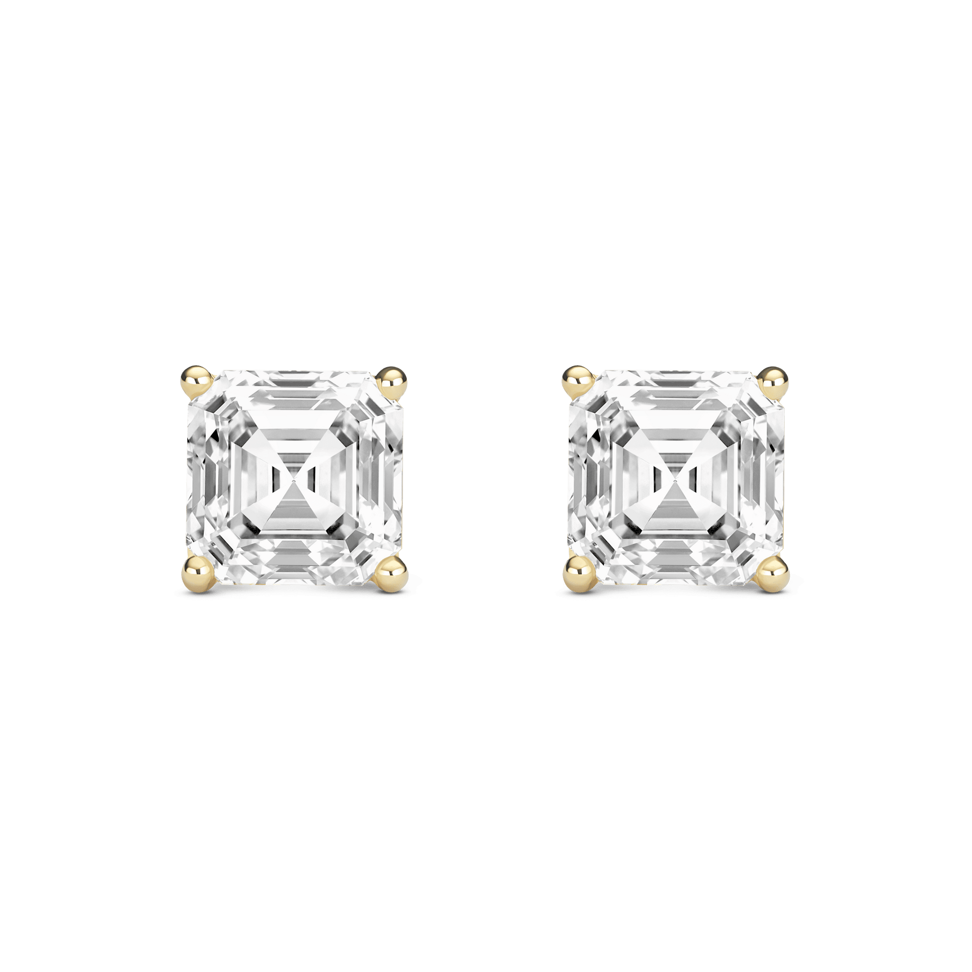 The Asscher Solitaire Studs - Lotus Diamond