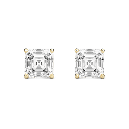The Asscher Solitaire Studs - Lotus Diamond