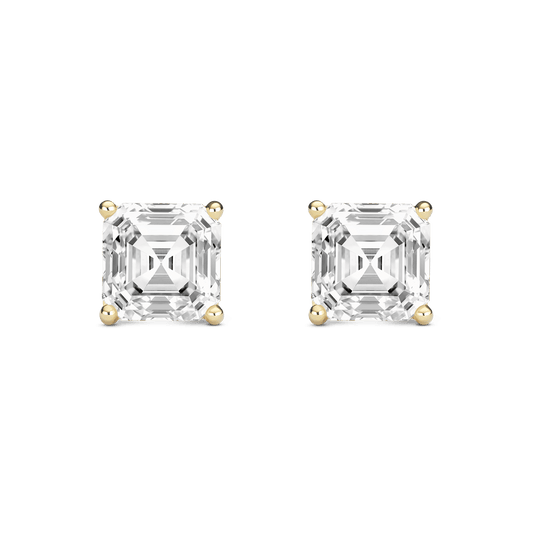 The Asscher Solitaire Studs - Lotus Diamond