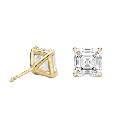 The Asscher Solitaire Studs - Lotus Diamond