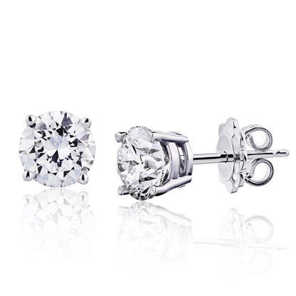 The IGI CERTIFIED 1 to 10 Carat LAB GROWN Diamond Stud Earrings Round Cut 4 Prong PUSH BACK (F-G Color, VS1-VS2 Eye Clean Clarity) - Lotus Diamond