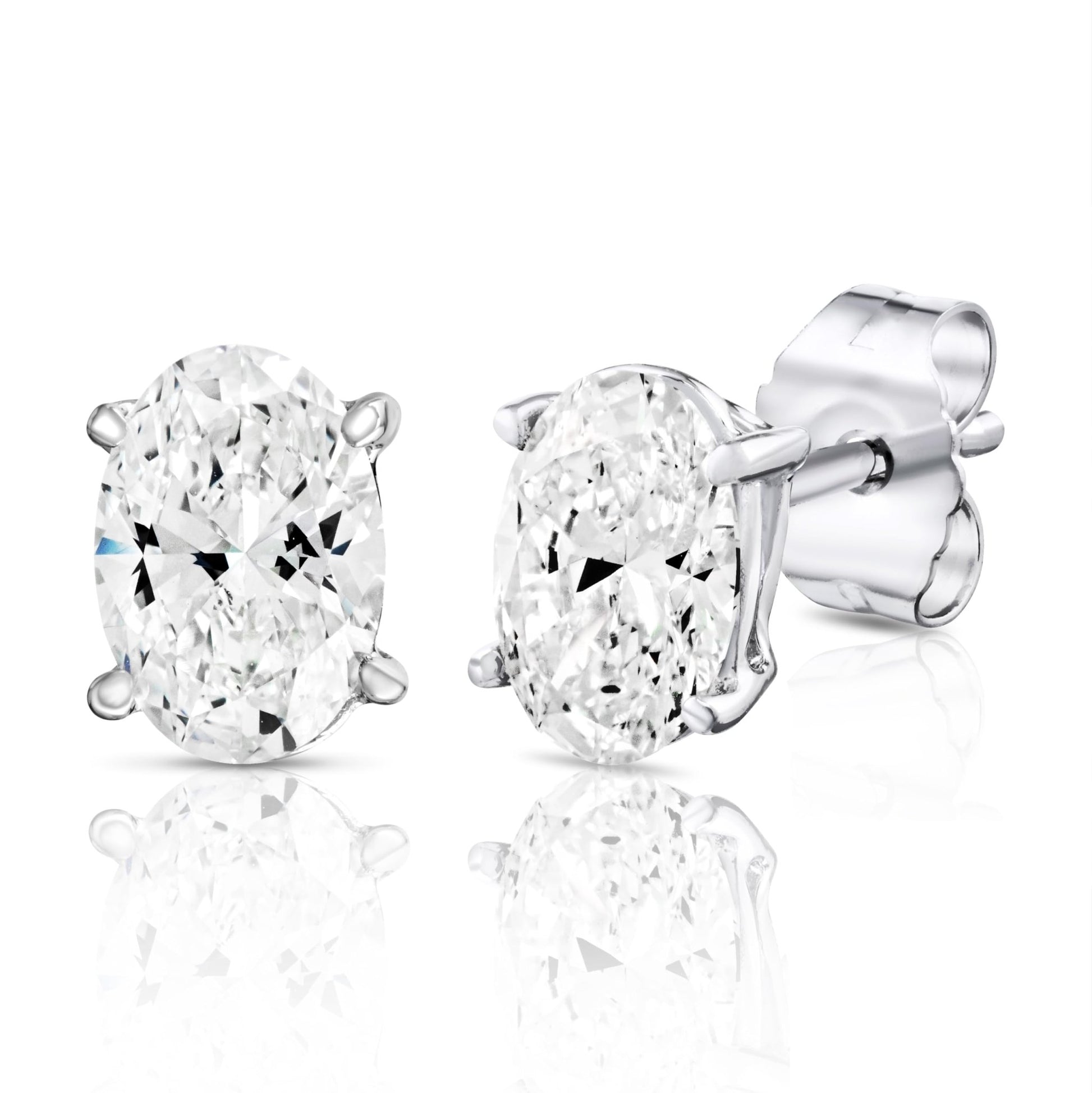 The IGI CERTIFIED 1 to 10 Carat LAB GROWN Diamond Stud Earrings Round Cut 4 Prong PUSH BACK (F - G Color, VS1 - VS2 Eye Clean Clarity) - Lotus Diamond