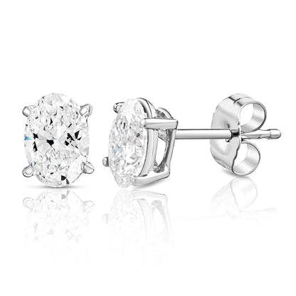 The IGI CERTIFIED 1 to 10 Carat LAB GROWN Diamond Stud Earrings Round Cut 4 Prong PUSH BACK (F - G Color, VS1 - VS2 Eye Clean Clarity) - Lotus Diamond