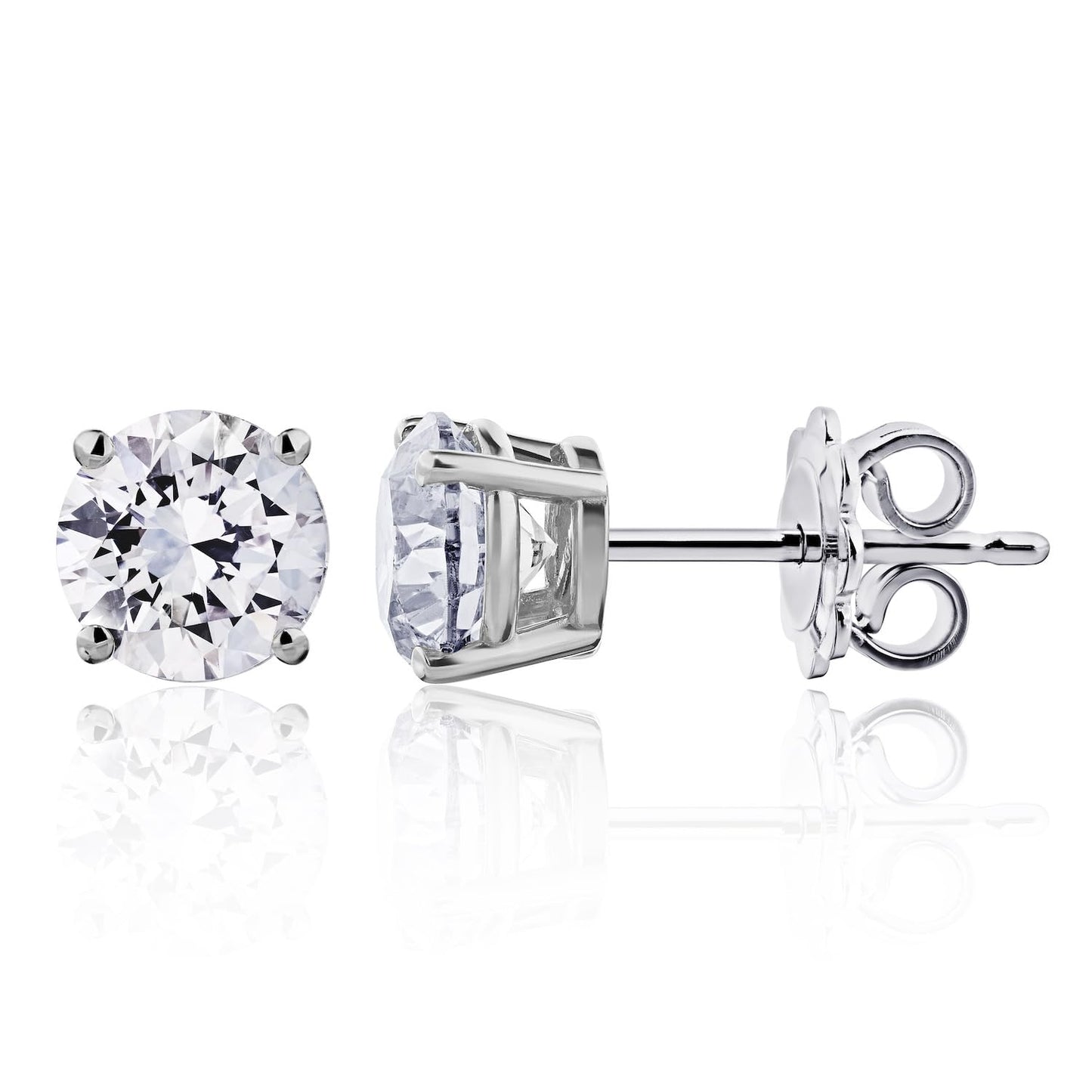 The IGI CERTIFIED 1 to 10 Carat LAB GROWN Diamond Stud Earrings Round Cut 4 Prong PUSH BACK (F - G Color, VS1 - VS2 Eye Clean Clarity) - Lotus Diamond