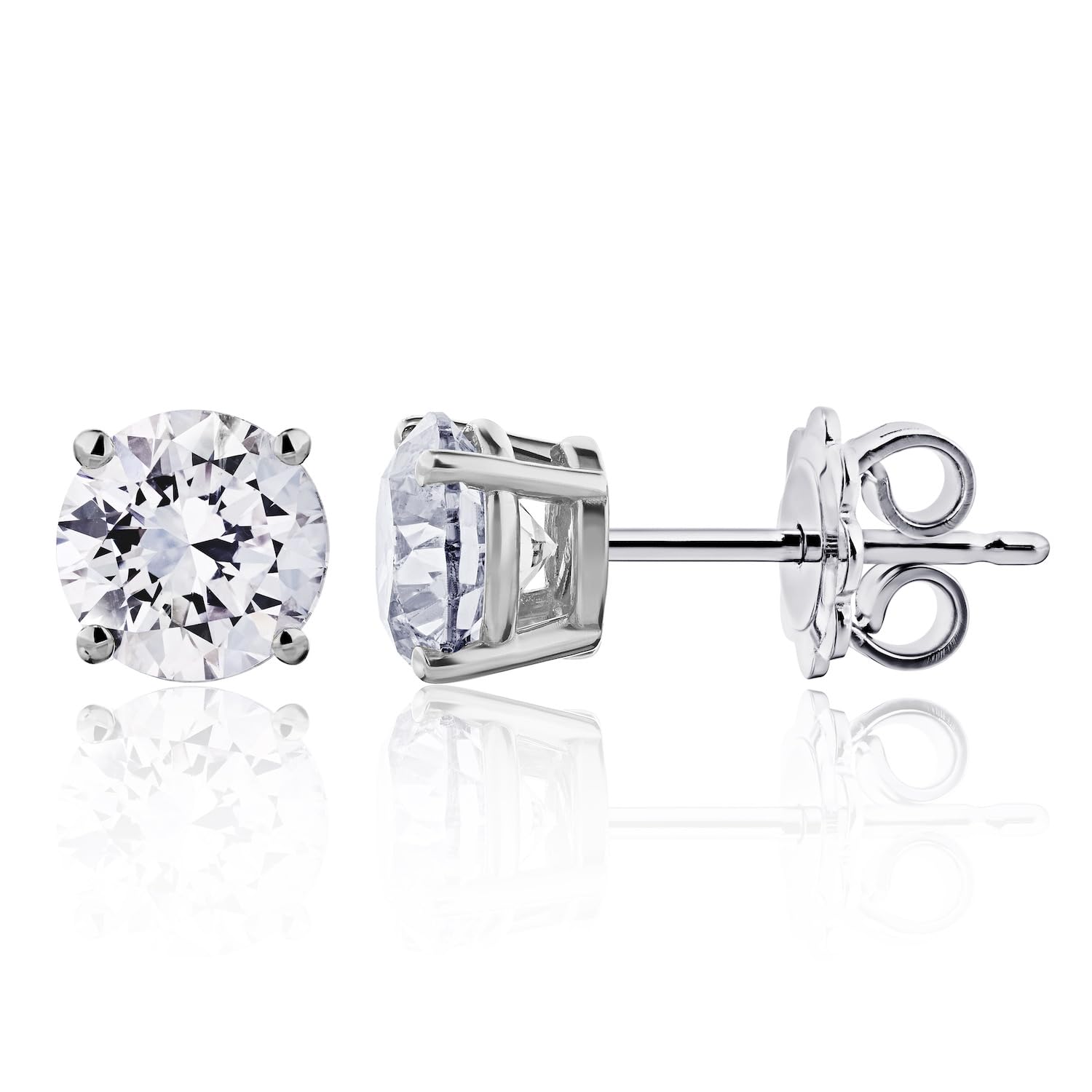 The IGI CERTIFIED 1 to 10 Carat LAB GROWN Diamond Stud Earrings Round Cut 4 Prong PUSH BACK (F - G Color, VS1 - VS2 Eye Clean Clarity) - Lotus Diamond
