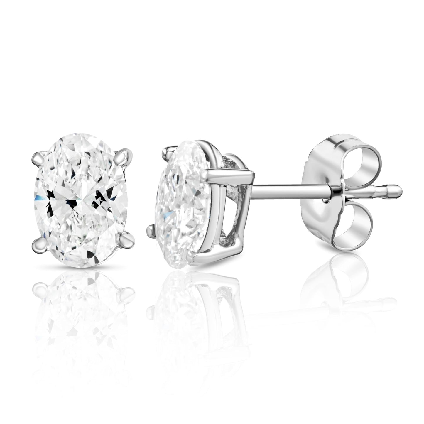 The IGI CERTIFIED 1 to 10 Carat LAB GROWN Diamond Stud Earrings Round Cut 4 Prong PUSH BACK (F - G Color, VS1 - VS2 Eye Clean Clarity) - Lotus Diamond