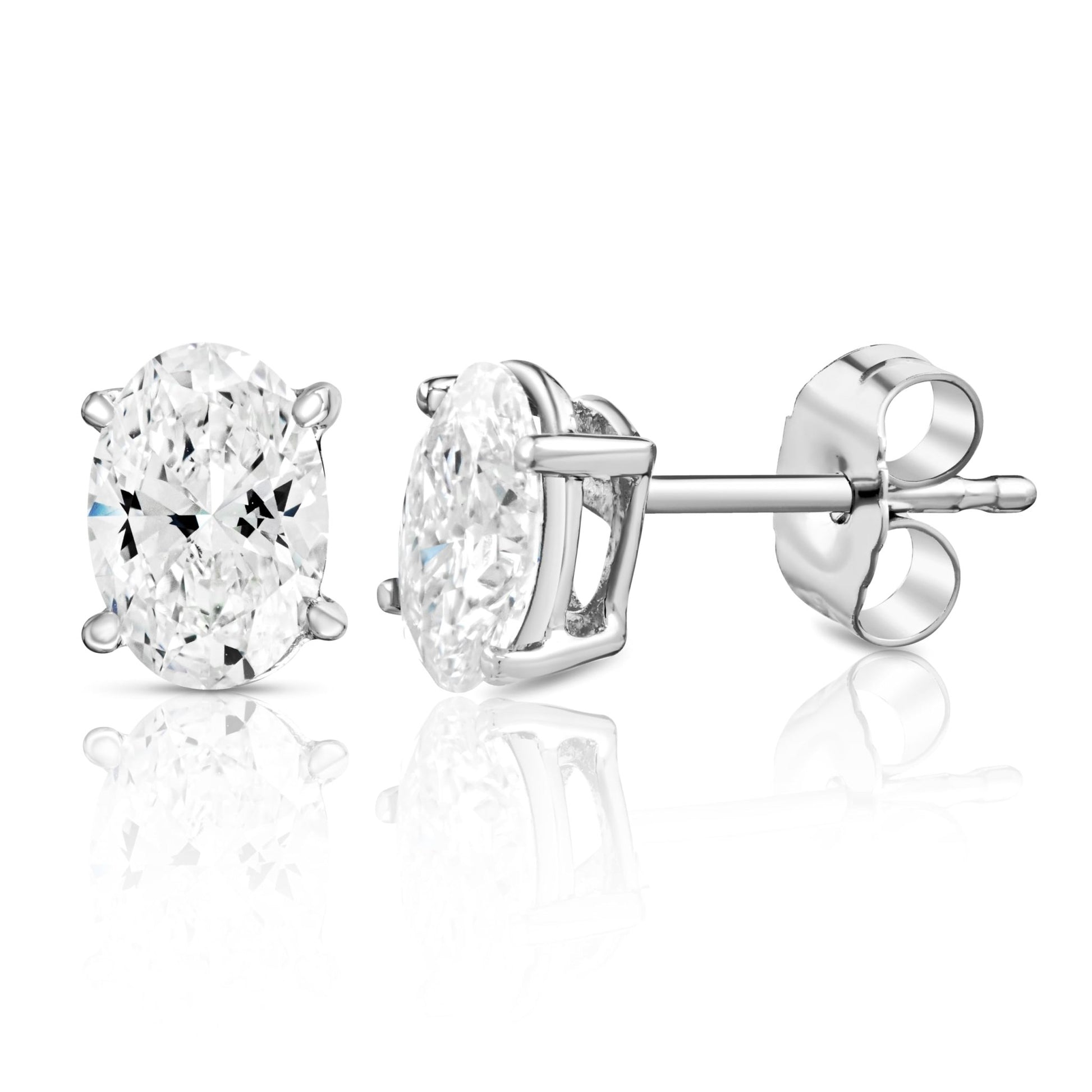 The IGI CERTIFIED 1 to 10 Carat LAB GROWN Diamond Stud Earrings Round Cut 4 Prong PUSH BACK (F - G Color, VS1 - VS2 Eye Clean Clarity) - Lotus Diamond