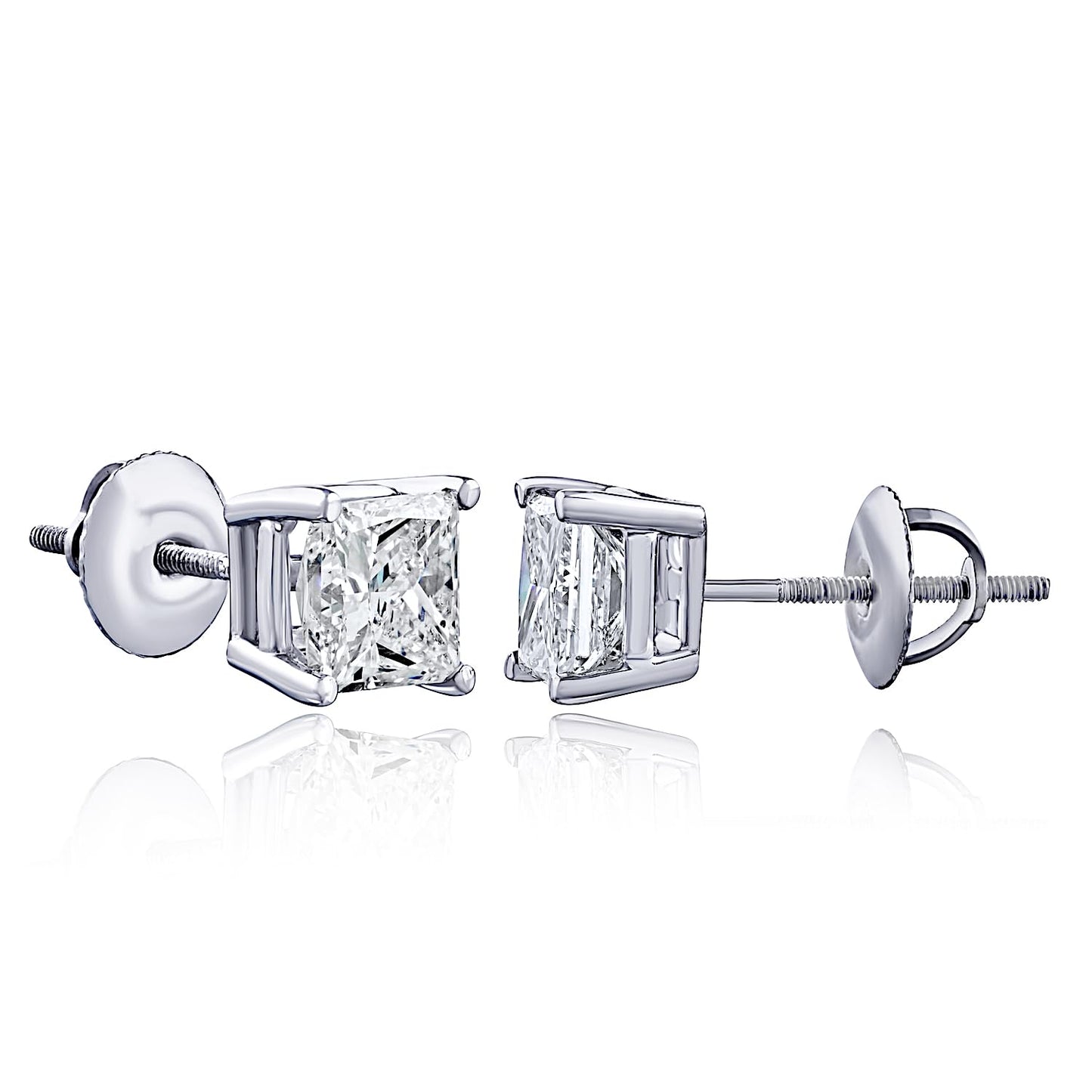 The IGI CERTIFIED 1 to 10 Carat LAB GROWN Diamond Stud Earrings Round Cut 4 Prong PUSH BACK (F - G Color, VS1 - VS2 Eye Clean Clarity) - Lotus Diamond