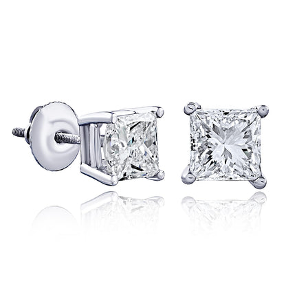 The IGI CERTIFIED 1 to 10 Carat LAB GROWN Diamond Stud Earrings Round Cut 4 Prong PUSH BACK (F-G Color, VS1-VS2 Eye Clean Clarity) - Lotus Diamond