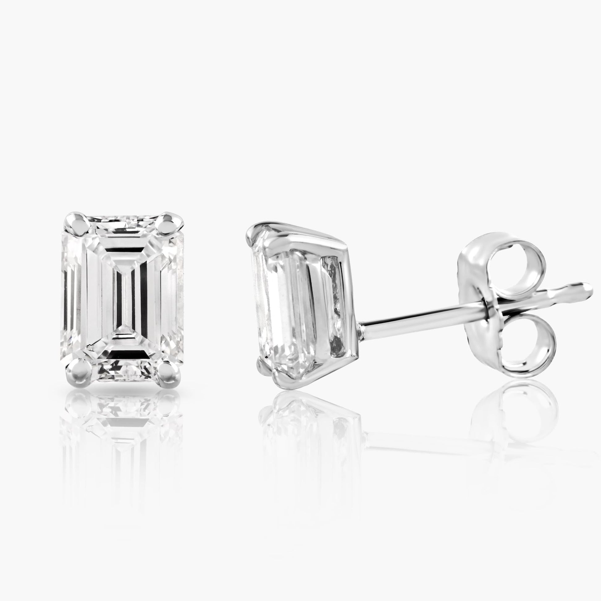 The IGI CERTIFIED 1 to 10 Carat LAB GROWN Diamond Stud Earrings Round Cut 4 Prong PUSH BACK (F - G Color, VS1 - VS2 Eye Clean Clarity) - Lotus Diamond