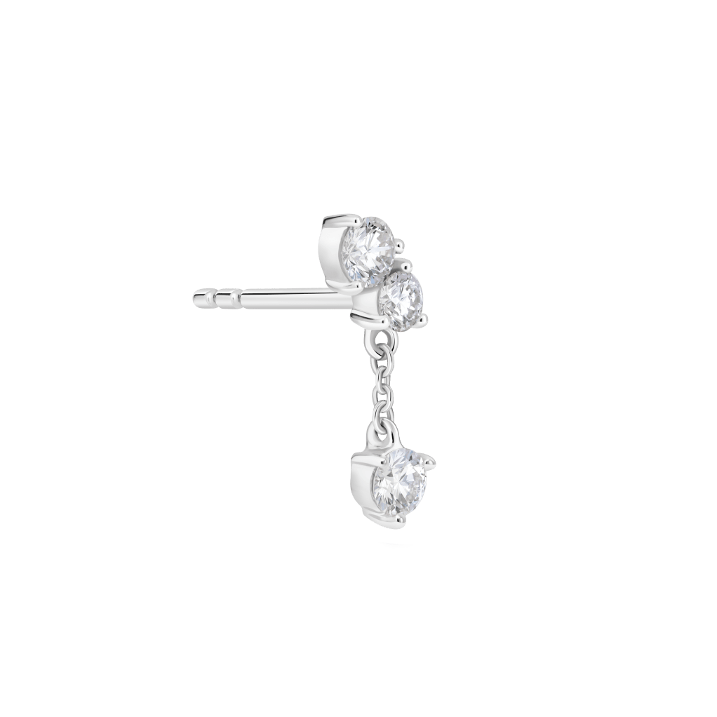 The Mini Angle Drop Single Earring - Lotus Diamond
