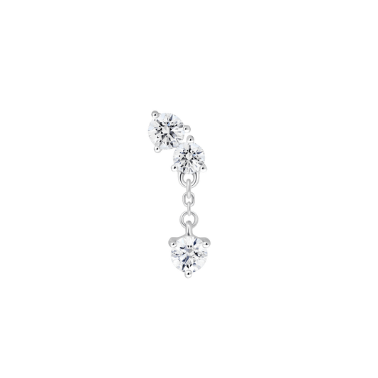 The Mini Angle Drop Single Earring - Lotus Diamond
