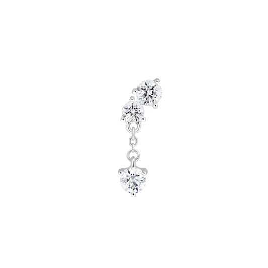 The Mini Angle Drop Single Earring - Lotus Diamond