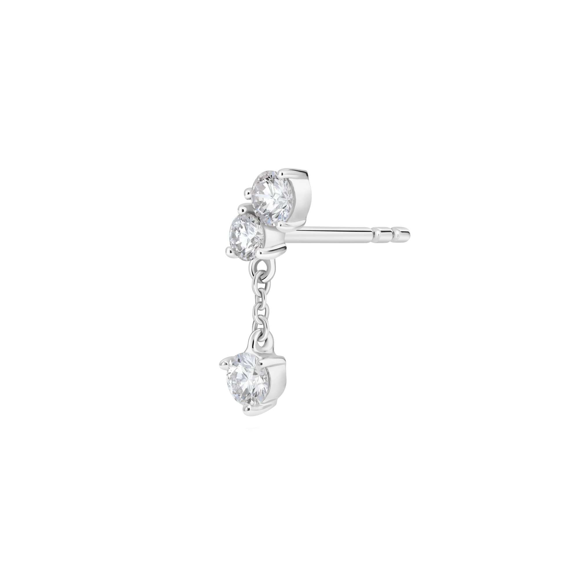 The Mini Angle Drop Single Earring - Lotus Diamond